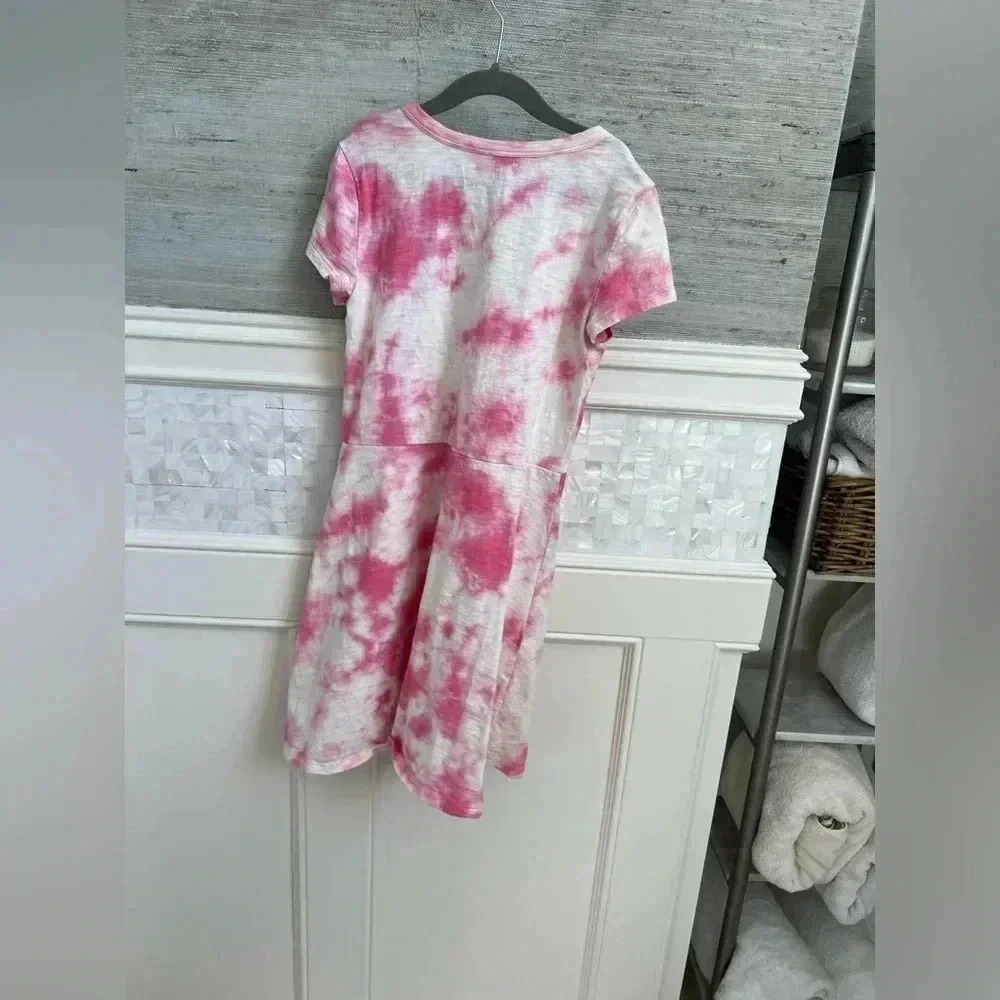 Gap kids girls large pink white tie dye tie dye dress short sleeve